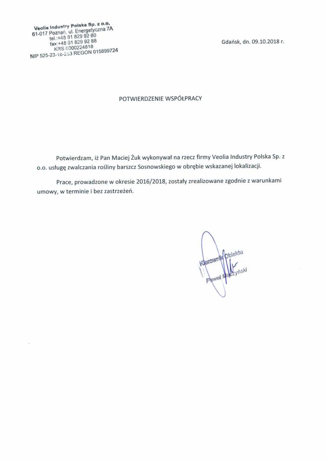 potwierdzenie Veolia